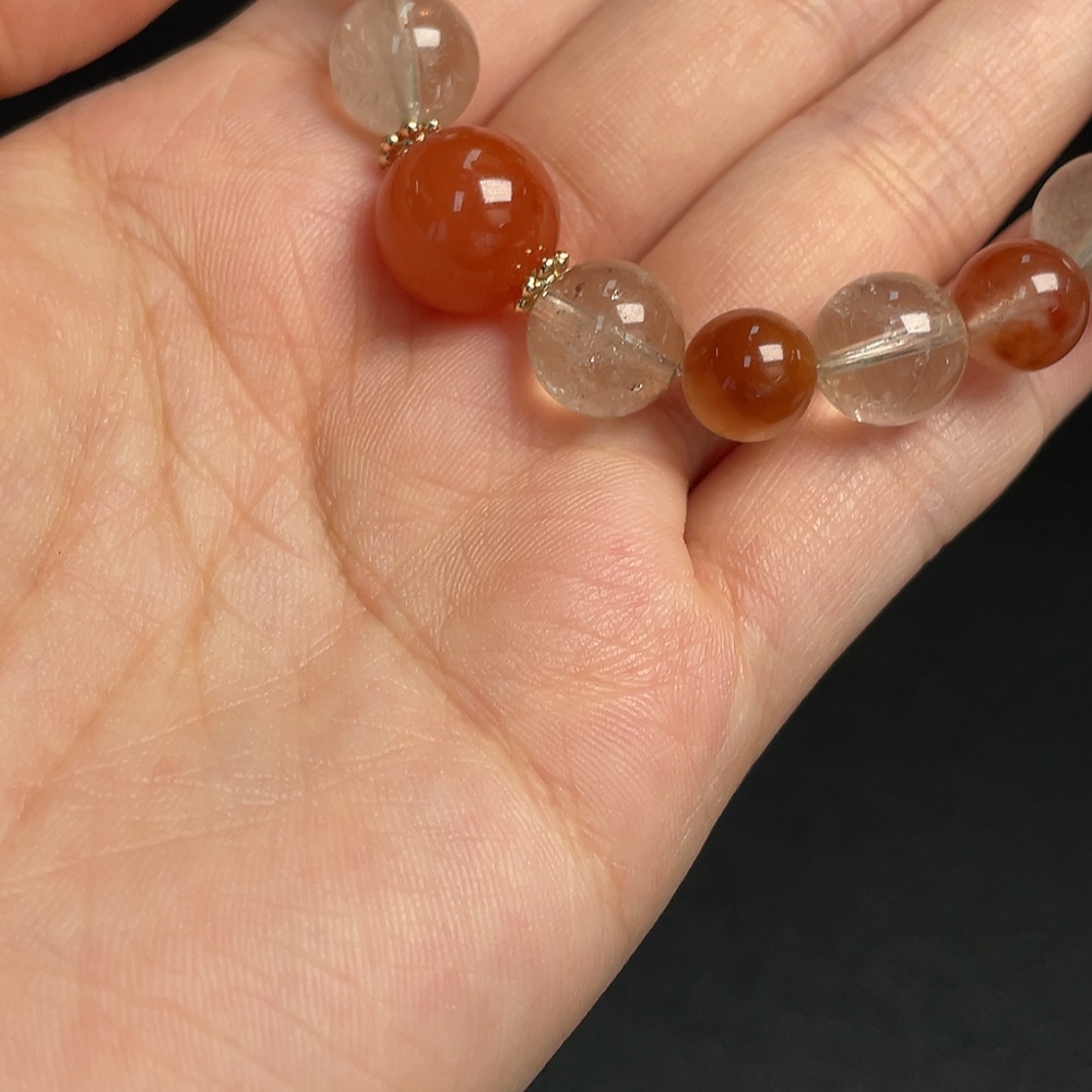 C30445422 Crystal Bracelet with Visible Organic Matter, Total Weight Approx. 25.51g, Size 8.2-12mm, Non-Gold