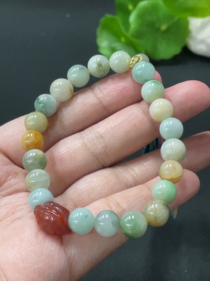 F35109738 Jadeite Bracelet Approx. 8.4mm Total Weight 23g Non-gold Accessories Non-A Beads