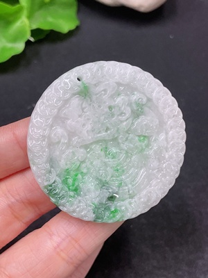 F34046066 Jadeite Pendant Containing Other Mineral Components, Total Weight Approximately 27.4g