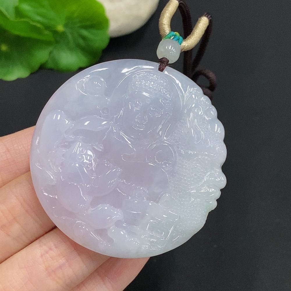 F35125228 Jadeite Buddha Pendant with Cord, Total Weight Approximately 34.6g