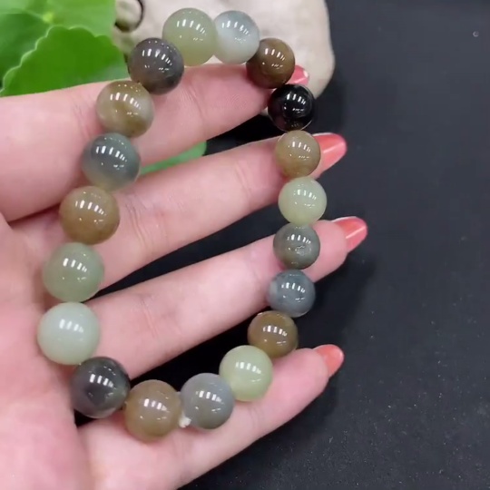 H34017219 Hetian Jade Bracelet Approx. 9.8mm Total Weight Approx. 29.2g