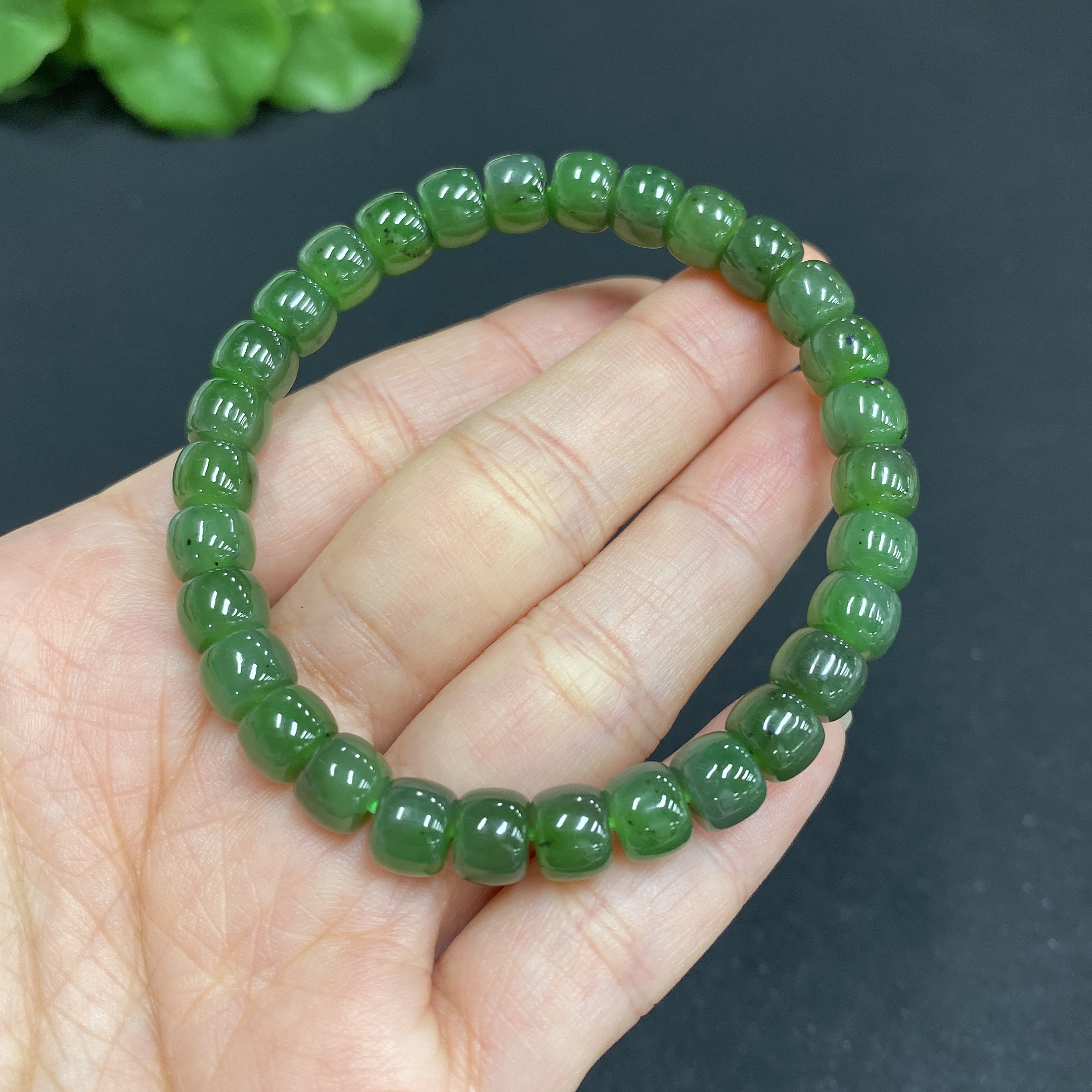 H34987148 Hetian Jade Bracelet, Approx. 6.8mm Beads, Total Weight Approx. 16.1g