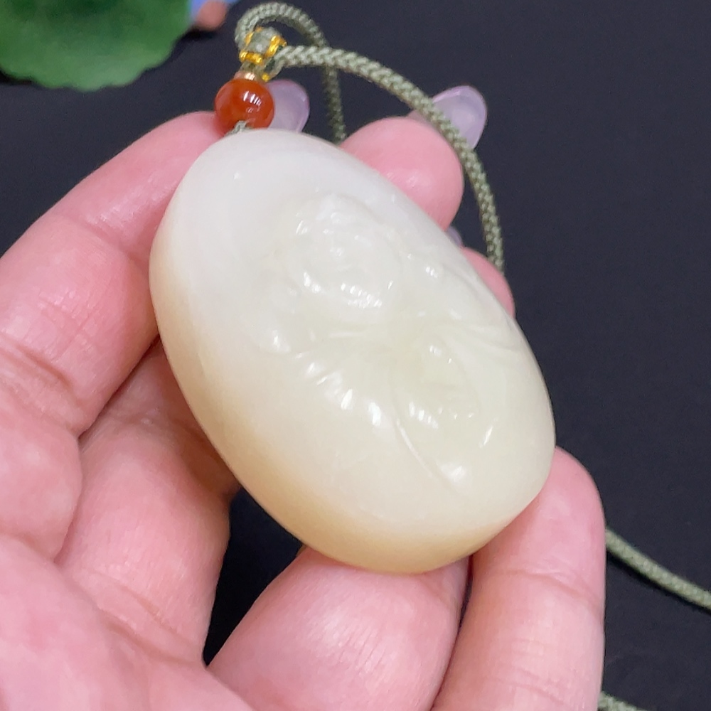H33930748 Hetian Jade Pendant Buddha Total Weight [with rope] 46.5g