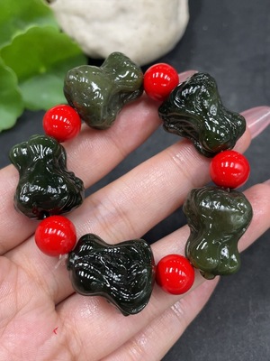 H33841406 Hetian Jade Bead Bracelet with Non-Hetian Jade Beads, Total Weight Approx. 48.8g