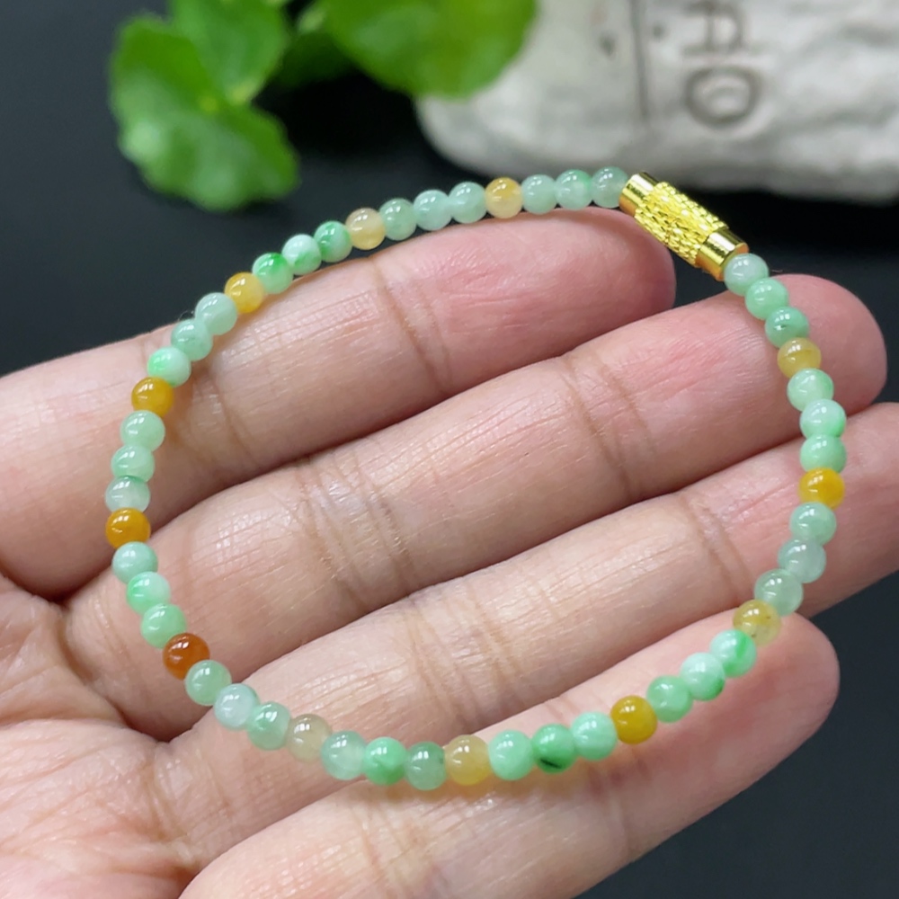 F35080815 Jadeite Bracelet Approx. 3.3mm Non-Gold Clasp Total Weight Approx. 3.8g