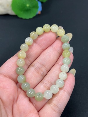 H42979404 和田玉手串 卡7.8mm左右 货品总重约17.5g