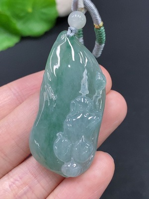 F29393358 Jadeite Lotus Pendant Total Weight Approx. 20.8g (Incl. Rope)