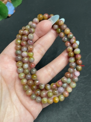 H31573332 Yanyuan Agate Bead Necklace, approx. 6.5mm, total weight about 44.8g