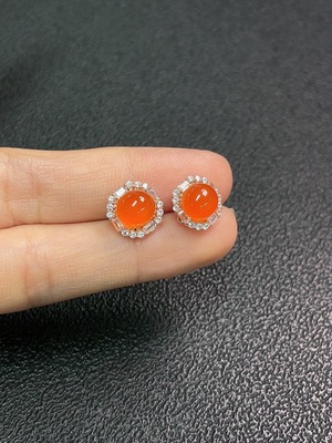 C33870069 South Red Agate Earrings Non-Gold Total Weight Approx. 2.15g Size 7.2mm