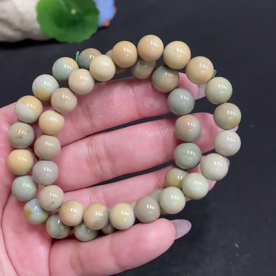 H33863709 Alashan Agate Bracelet, approx. 9.5mm, containing other mineral components, total weight approx. 45.5g