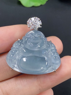 F42968657 翡翠佛公镶嵌吊坠 非金镶 货品总重约13.12g
