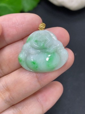 F42955384 翡翠佛公挂件  18K金    货品总重约4.59g