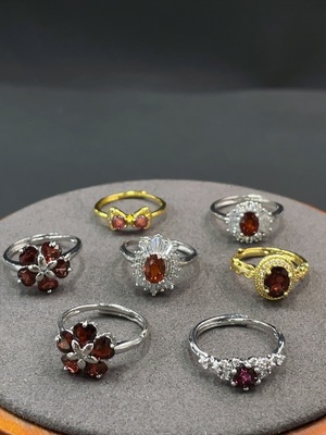 C15570877 Garnet inlaid ring, non-gold inlaid, adjustable, total weight about 16.08g