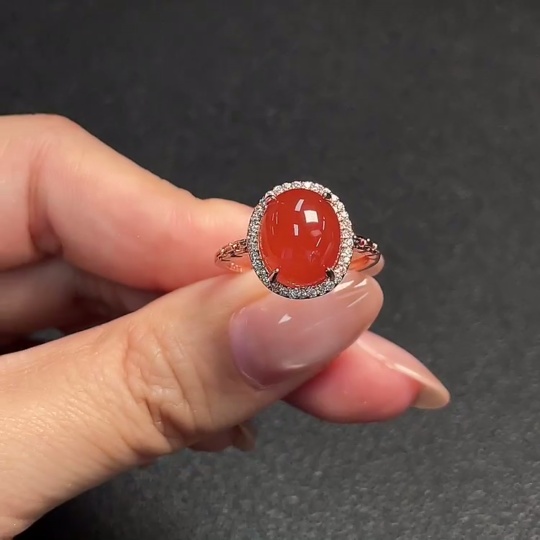 C32814865 South Red Agate Ring Non-Gold Adjustable Total Weight Approx.3.09g