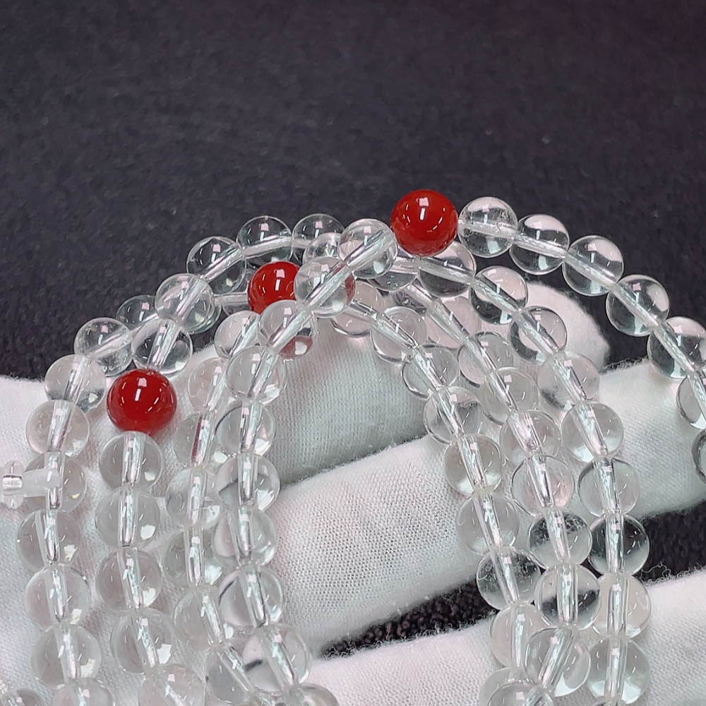 C34007731 Crystal bead strand with non-natural stones, total weight approx. 60.25g, size 5.4-6.9mm