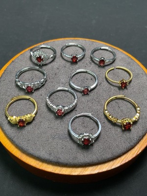 C34994713 Garnet Ring Non-Gold Adjustable Total Weight Approx. 16.2g Sell as a Lot