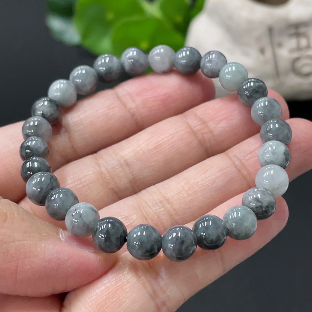 F34979085 Jadeite Bracelet Approx. 7mm Beads Total Weight Approx. 14.8g