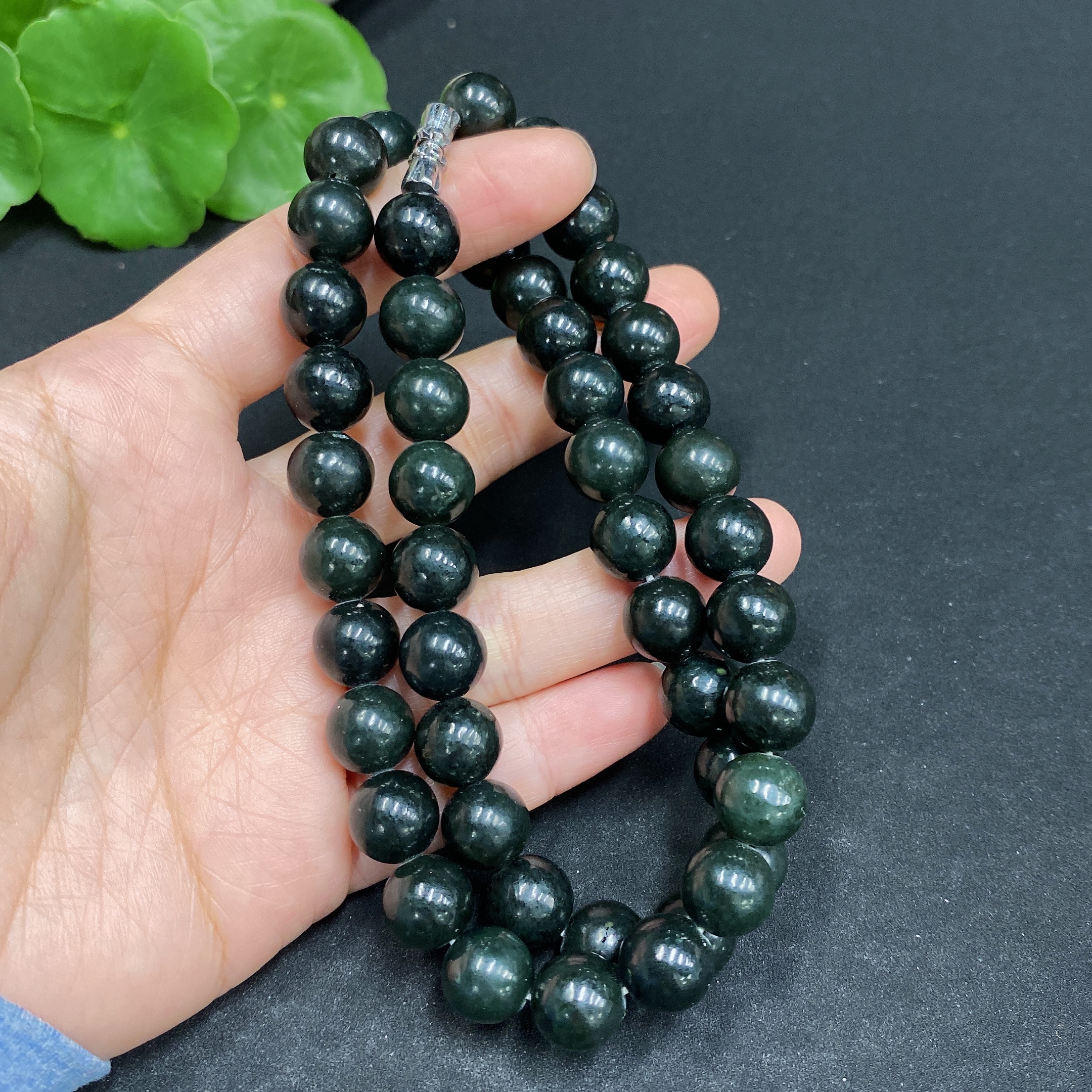 H32704313 Hetian Jade Bead Necklace, Approx. 9.6mm, Total Weight About 73.5g