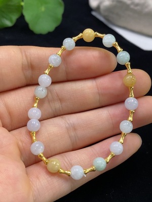 F31586664 Jadeite Bracelet, Approx. 5.3mm, 18K, Total Weight Approx. 5g, Color Origin Undetermined