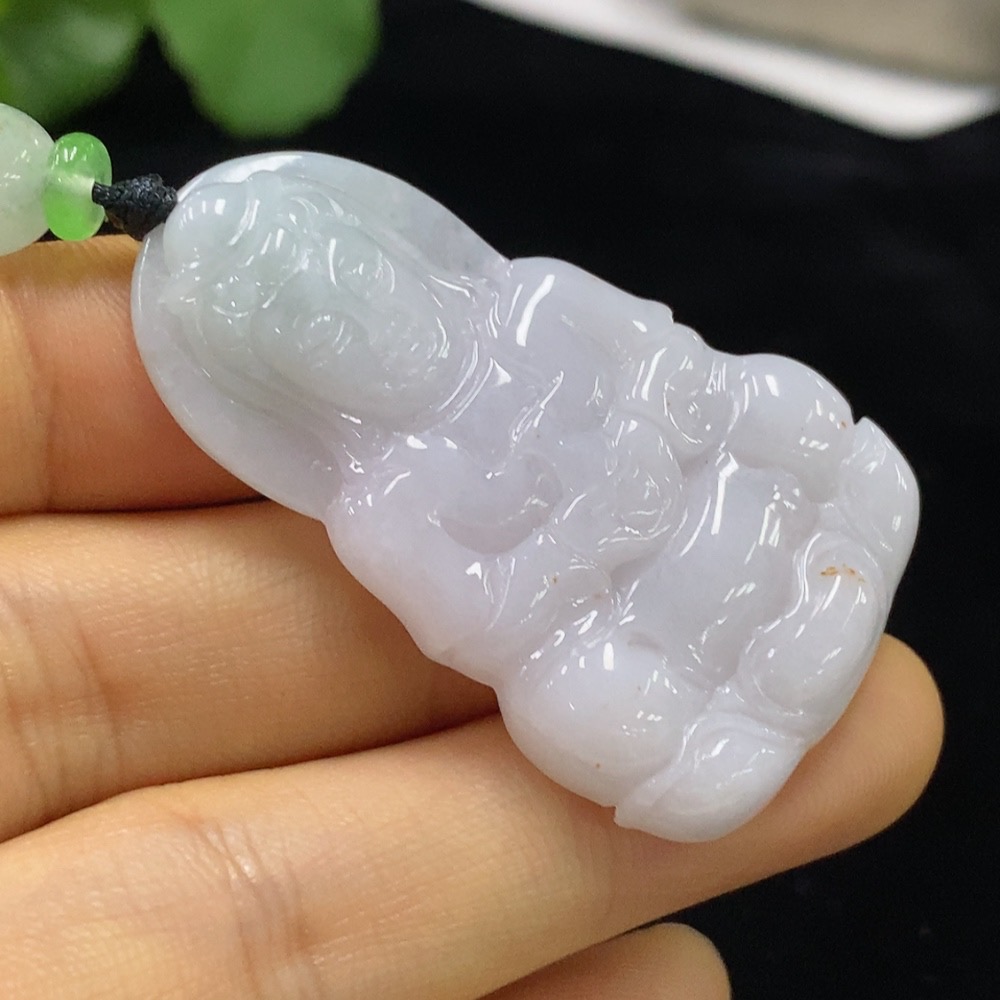 F34975238 Jadeite Guanyin Pendant Total Weight Approx. 17.9g (Beads Non-Grade A) (Including Rope Weight)