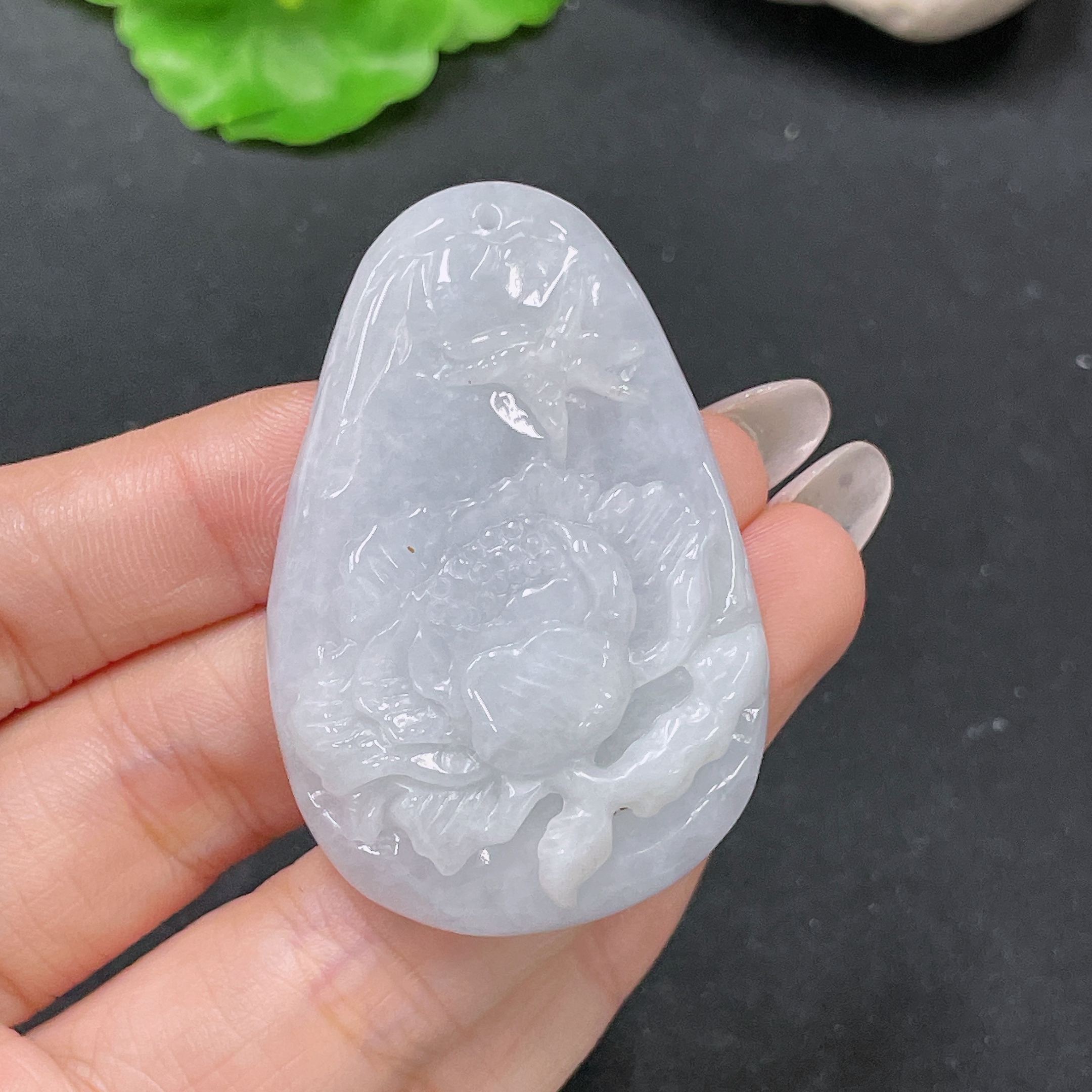 F35138069 Jadeite Pendant Flower Blossom and Wealth Total Weight Approx. 36.6g