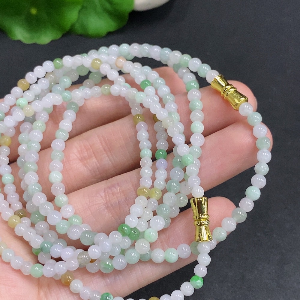 F34061624 Jadeite Beads Sell as a Lot Non Gold Inlaid