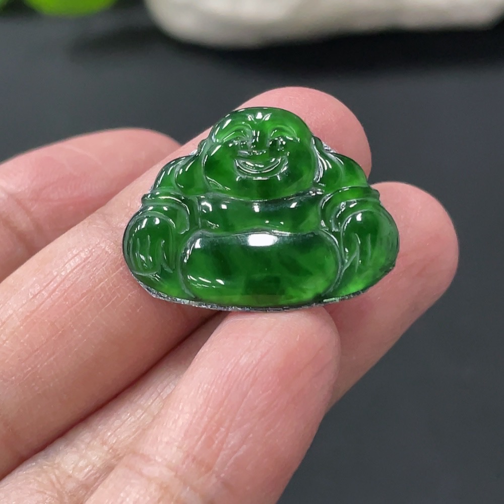 F33875735 Jadeite Inlaid Buddha Pendant, Total Weight Approx. 1.65g