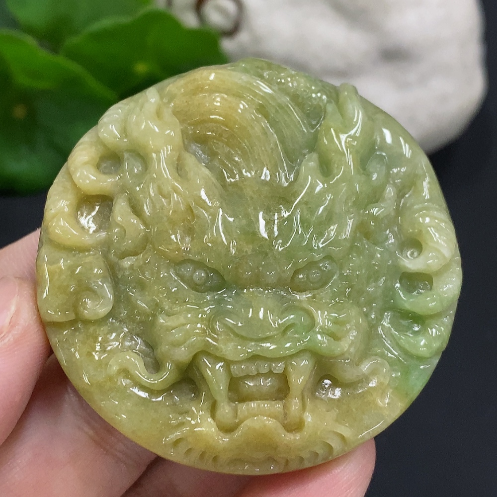 F34070785 Jadeite Pendant Dragon Plaque Total Weight Approx. 62.02g