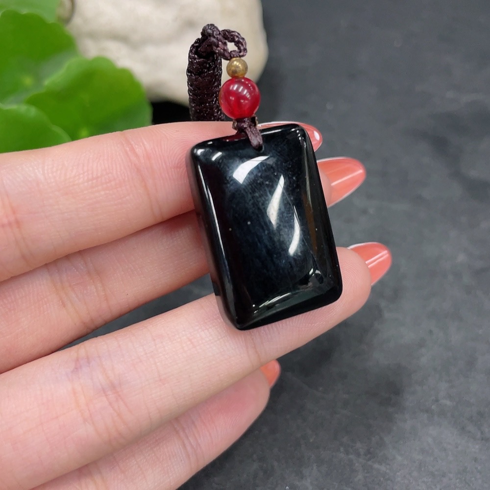 H34980216 Hetian Jade Pendant, Plain Pendant, Color Origin Undetermined, Total Weight (including rope) Approx. 13.3g