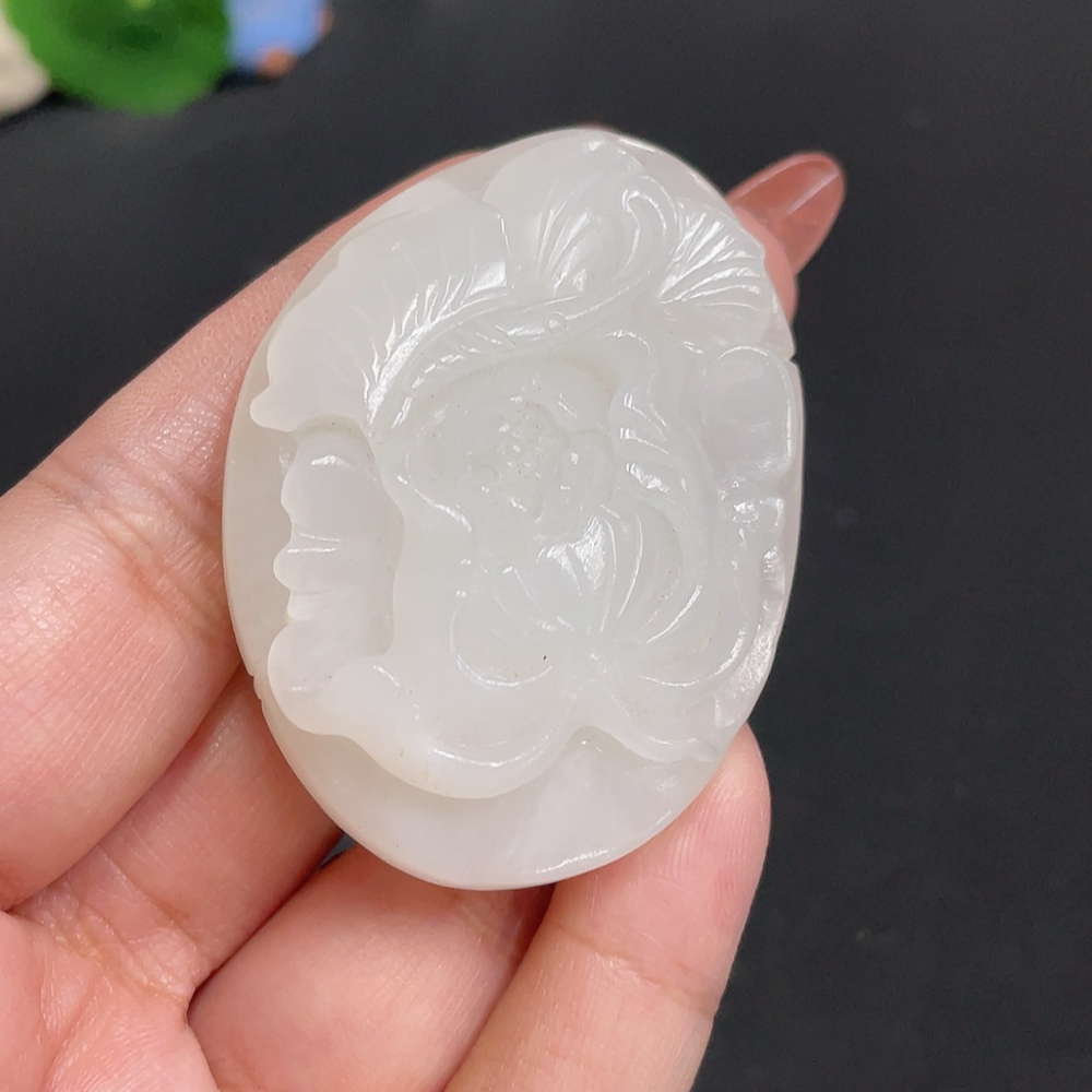 H34011574 Hetian Jade Pendant - Flourishing Prosperity - Total Weight Approx. 49.7g