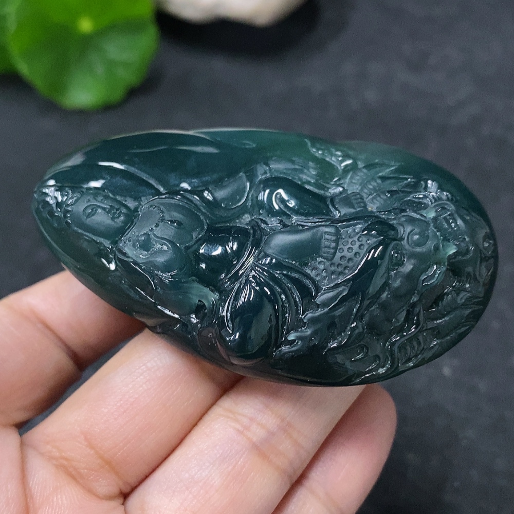 F34977085 Jadeite Pendant of Imperial Dragon Guanyin, total weight approximately 52.6g