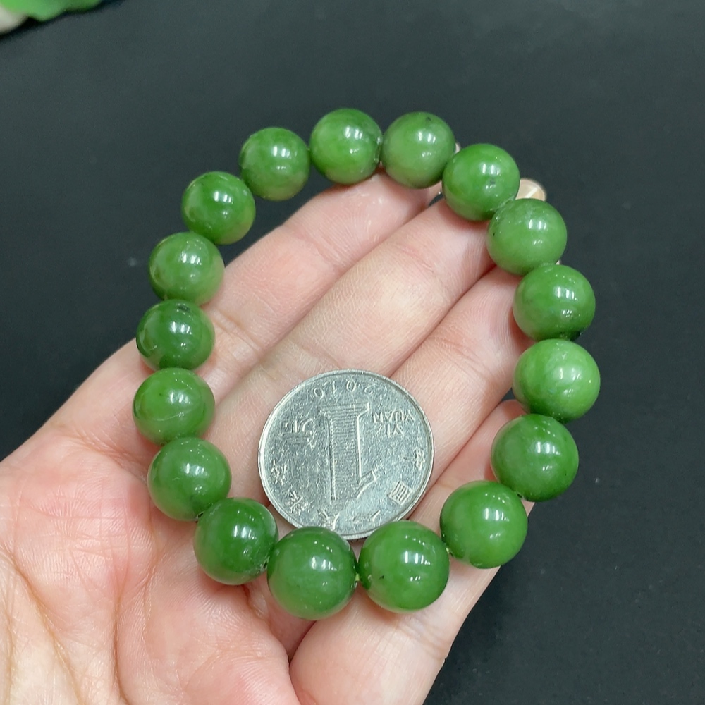 H31677143 Hetian Jade Bracelet Approx. 11.3mm Beads Total Weight About 43.2g
