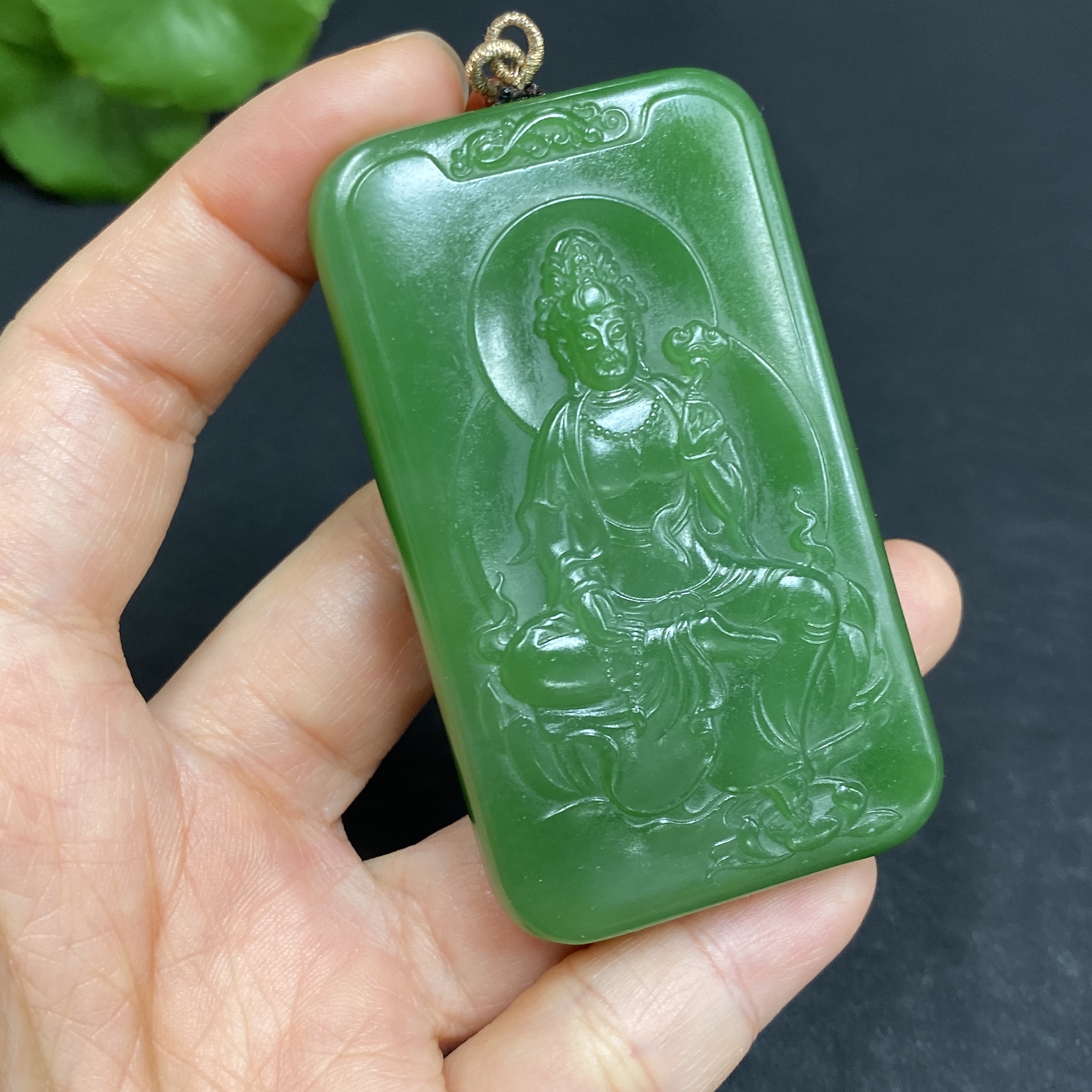 H30468177 Hetian Jade Pendant Guanyin Total Weight (including rope) 73.9g