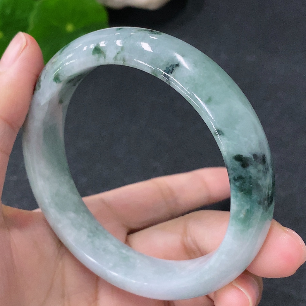 F33887331 Jadeite Round Bracelet, Total Weight Approx. 56.47g, Contains Other Mineral Components, Size 55.8