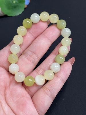 H34074259 Hetian Jade Bracelet, Approx. 9.7 mm Beads, Total Weight About 29g