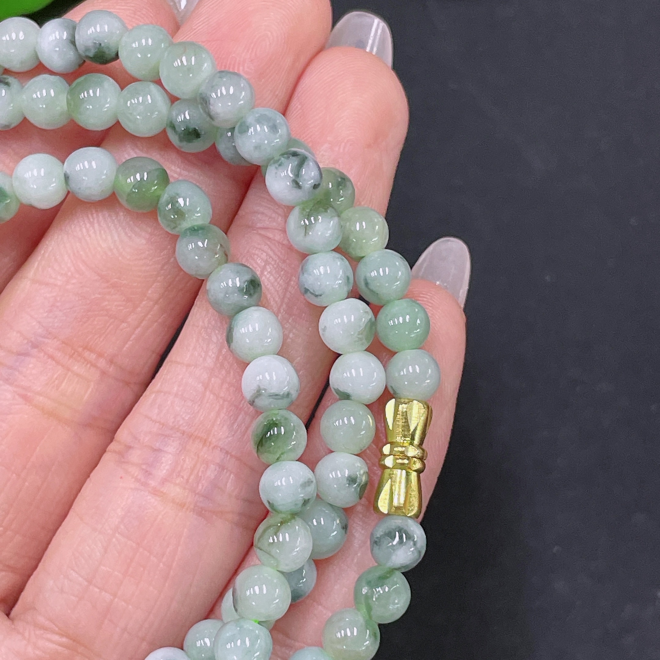 F34065609 Jadeite Bead Necklace Approx. 5mm Total Weight Approx. 27.16g Non-Gold Containing Other Mineral Components