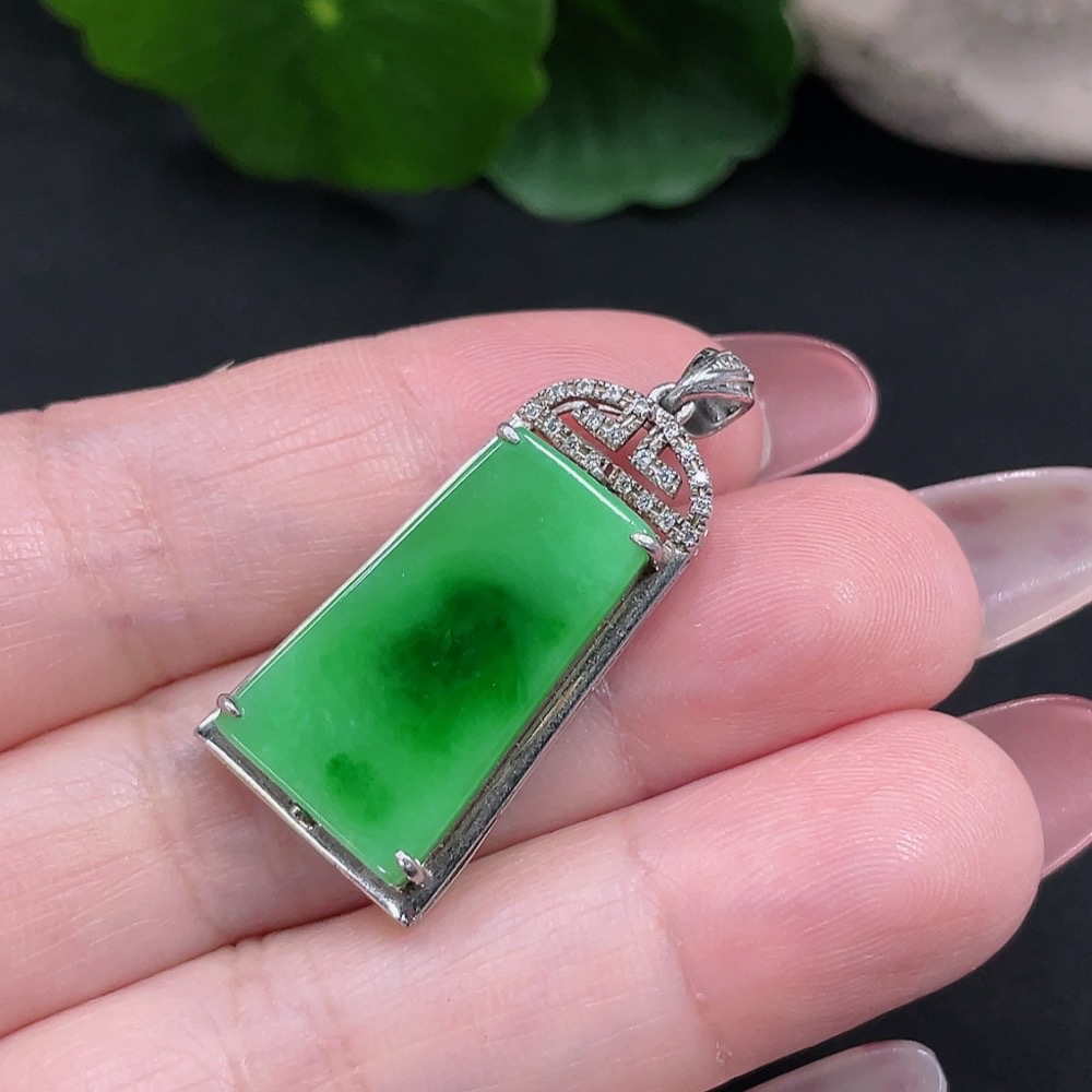 F34032697 Jadeite Inlaid Pendant Total Weight Approx. 3.6g (Non-gold Inlaid)
