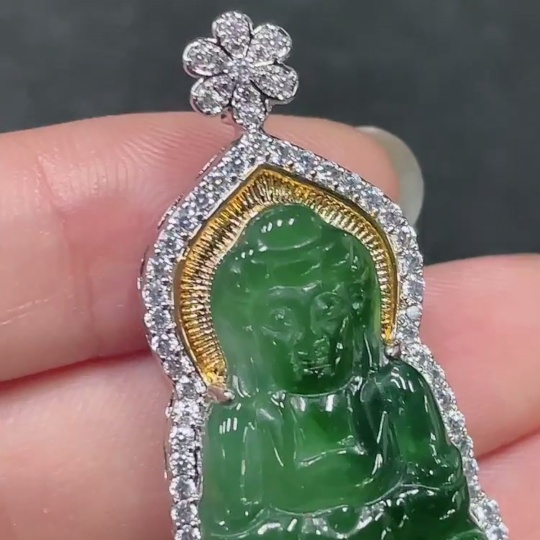 F32746594 Jadeite Guanyin Inlay Piece Non-Gold Item Total Weight Approx. 9.91g
