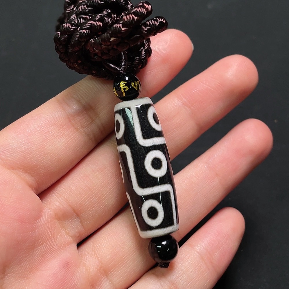 W32763500 Dzi bead pendant (Total weight with rope approx. 19.20g, size approx. 38.4mm)
