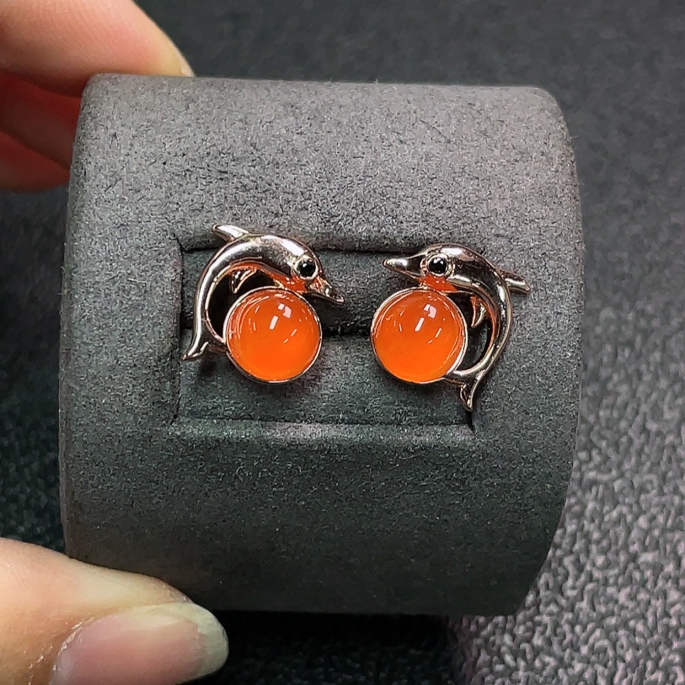 C34039467 South Red Agate Earrings Non-Gold Total Weight Approx. 2.45g Size About 6.2mm