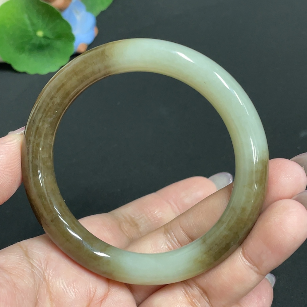 H33930605 Hetian Jade Round Bangle Size 57.3 Total Weight Approx. 52.3g