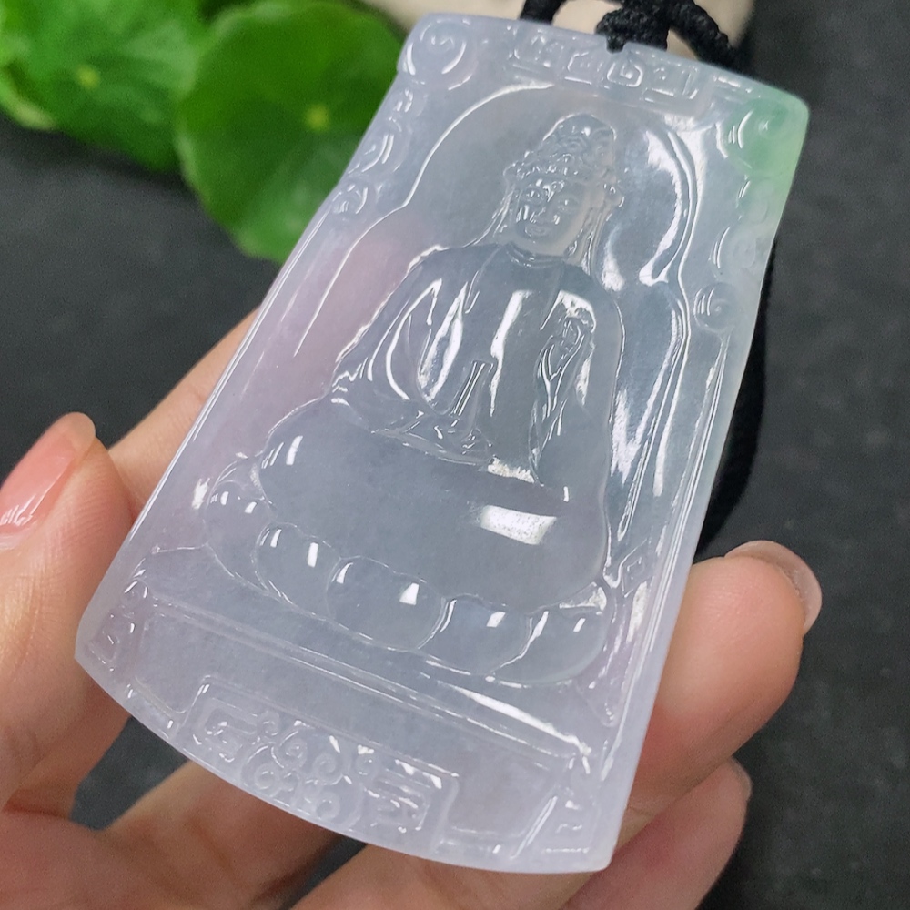 F34043491 Jadeite Pendant Guanyin Gross Weight with Rope 37.49g