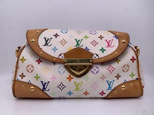 S43097125 路易威登 LV Louis Vuitton 村上隆联名 白三彩梦露包 元宝包 腋下包斜挎包 金色金属 经典铆钉设计  系列：LV x TM Beverly MM 型号：M40203 尺寸：33×21×12cm 单品包无附件 95新
