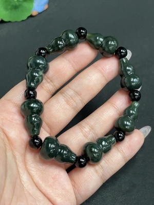 H34956653 Hetian Jade Gourd Bracelet, total weight about 48.5g, with non-Hetian Jade beads