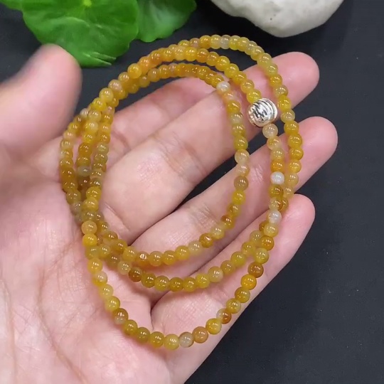 F35156506 Jadeite Bead Necklace Approx. 3.7mm Non-Gold Total Weight Approx. 17.2g