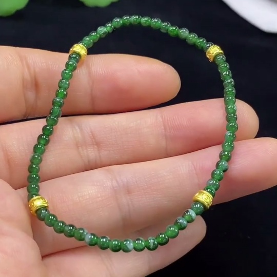 F33911727 Jadeite Bracelet Approx 2.9mm Beads Total Weight Approx 3.55g Non-Gold