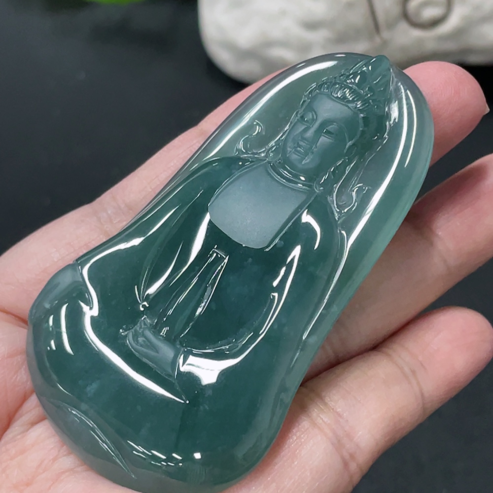 F34019520 Jadeite Guanyin Pendant, Total Weight Approx. 39g