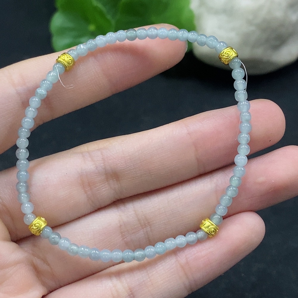 F34057452 Jadeite Bracelet 3mm approx. Non-gold inlaid Total weight approx. 3.35g