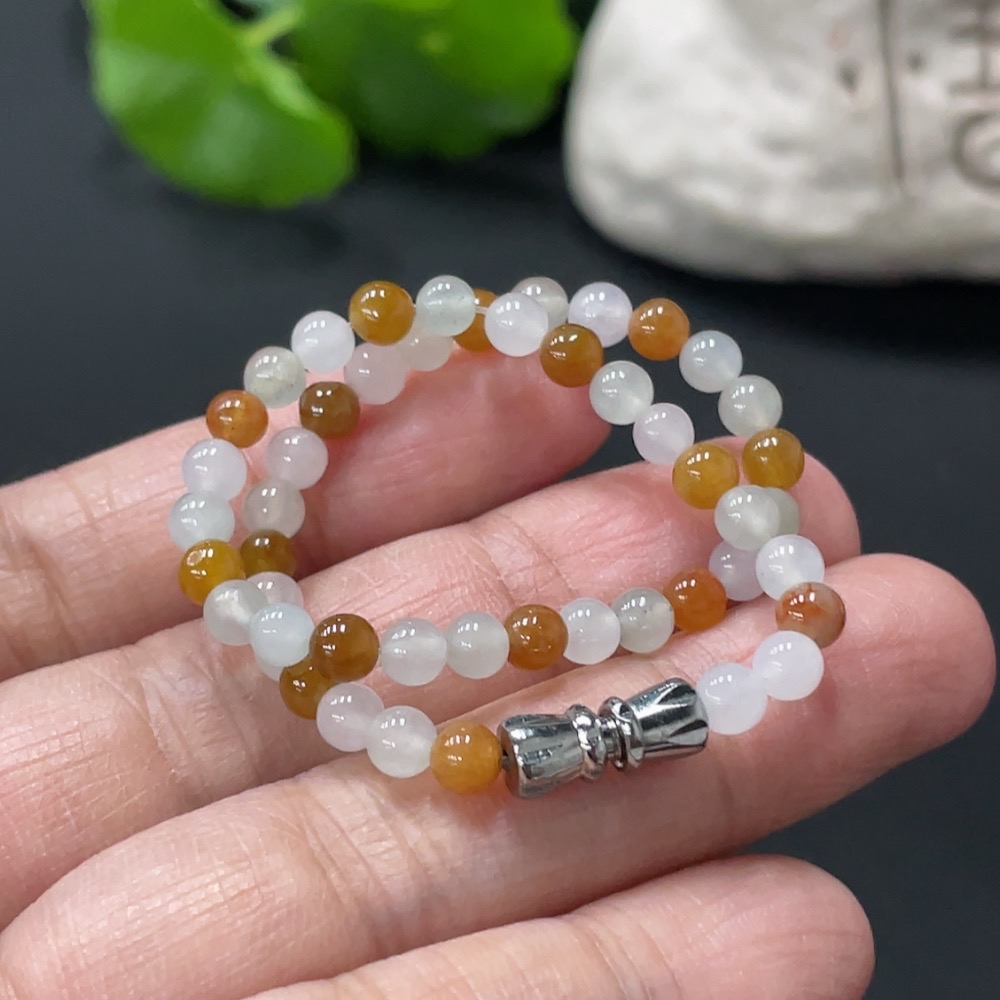 F32721198 JadeiteBeaded Bracelet Approx. 4mm Non-Gold Clasp Total Weight 6.12g Color Origin Undetermined