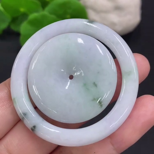 F32741368 Jadeite Mother-and-Child Button Pendant with a total product weight of approximately 31.8 grams